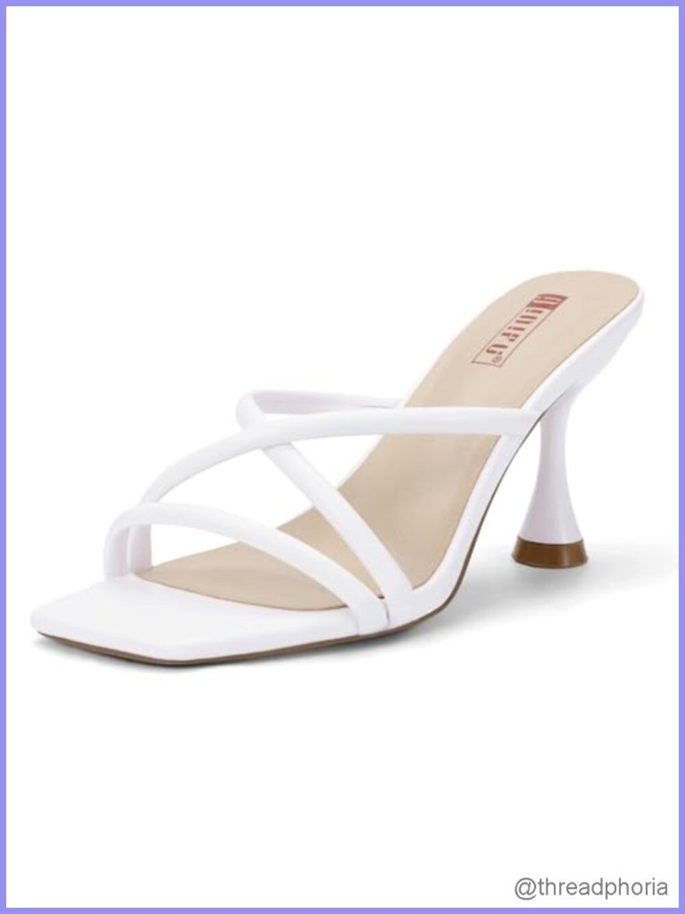 IDIFU Kitten Heels Square Open Toe Sandals Strappy Low Heel PU